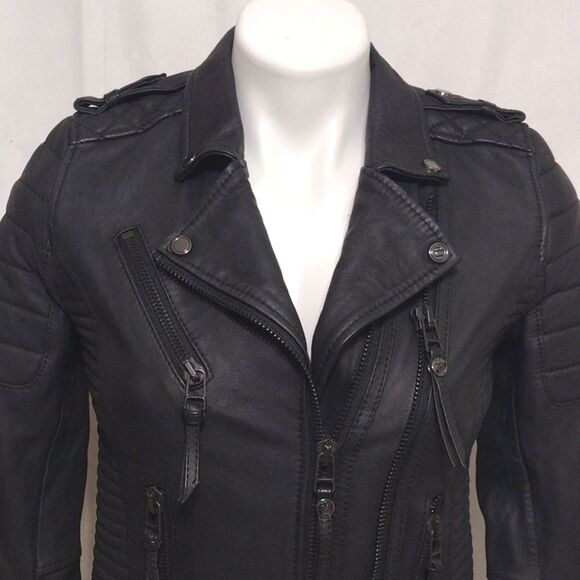 BODA SKINS N S Alexander Premium Black Leather Moto Jacket 2 Luxe Edgy Biker Fit - Picture 3 of 17